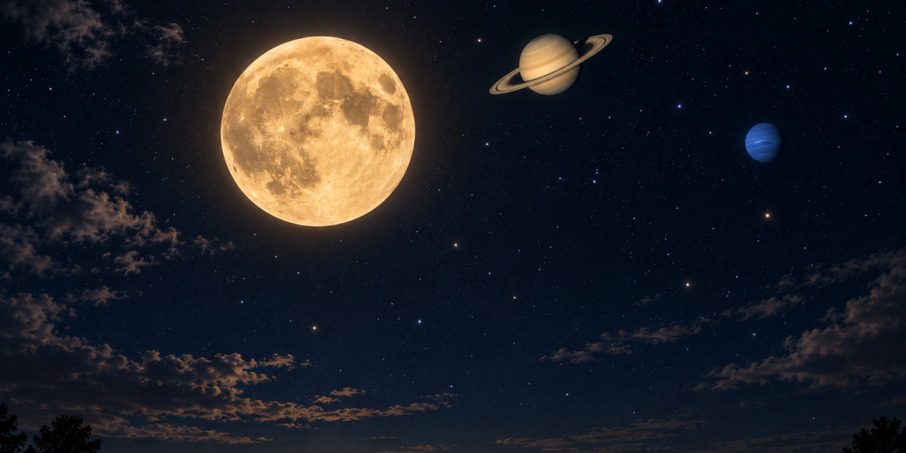 Harvest Moon Dan Saturnus Berdampingan Viral Di Media Sosial